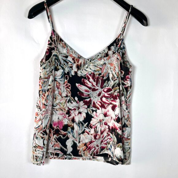 L'Agence 100% Silk Charmeuse Camisole Top Small Feminine Dark Floral Botanical - Picture 7 of 12